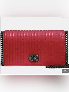 Coach 76152 Quilting With Rivets Convertible Red Apple/Pewter Belt
Bag